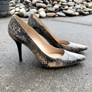 Stuart Weitzman Designer Snakeskin Heels | Leather Shoes Pointed Toe Pumps
